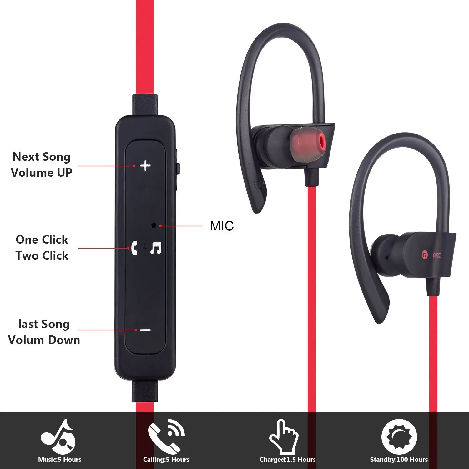 Беспроводные Bluetooth-наушники с микрофоном водостойкие шумоподавлением |