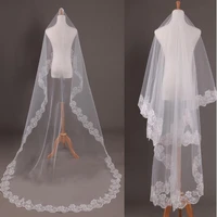 new elegant 1 layer white wedding bridal veils lace edge wedding accessories 1 5235 meters length wedding veils