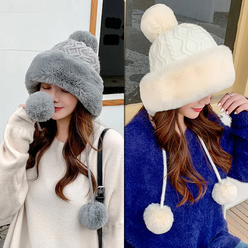 Пуловер и шапка женский х/б кашемировый пуловер из трех шерстяных шариков милый