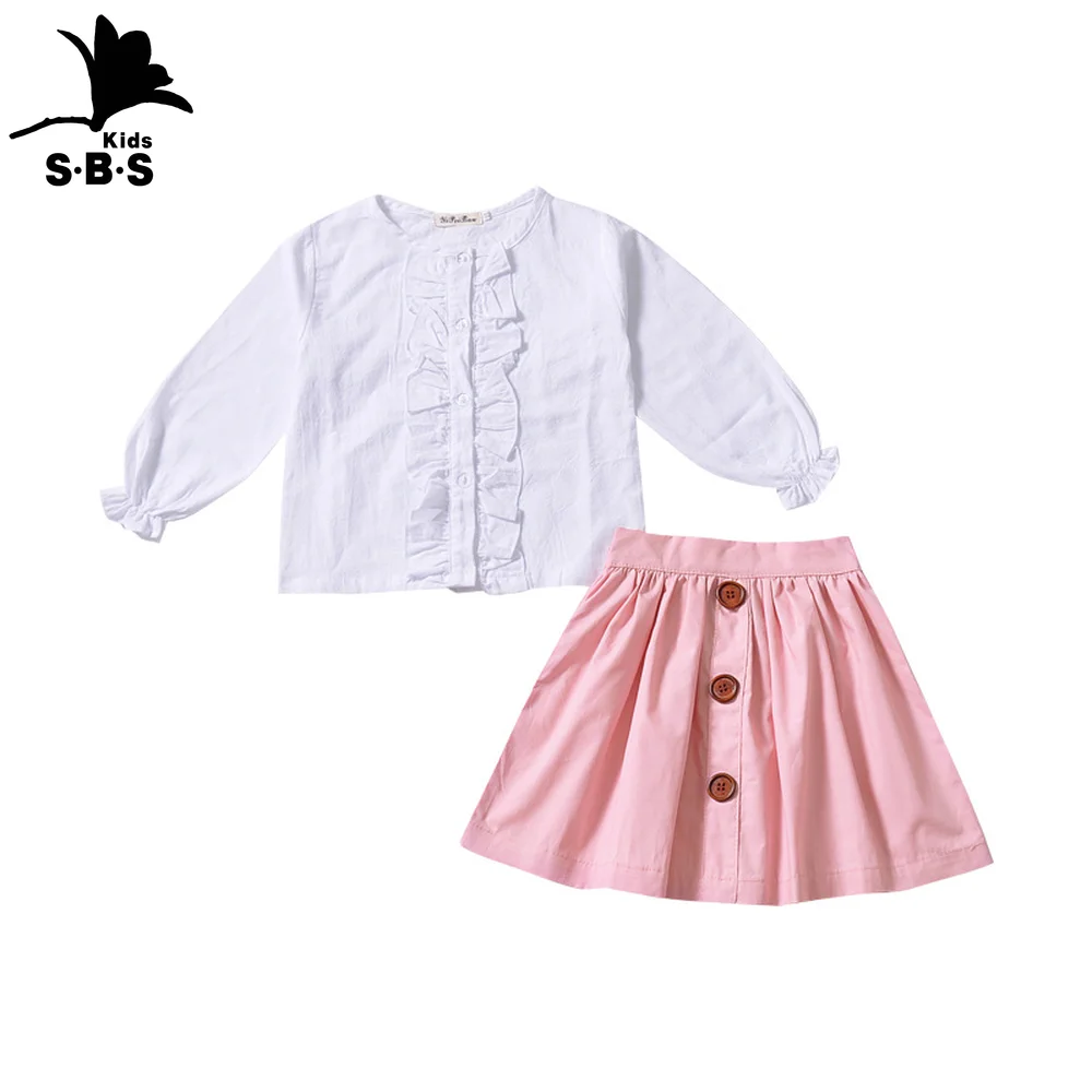 Осенний Модный комплект для детей 2019 года хлопковая рубашка с плиссированной