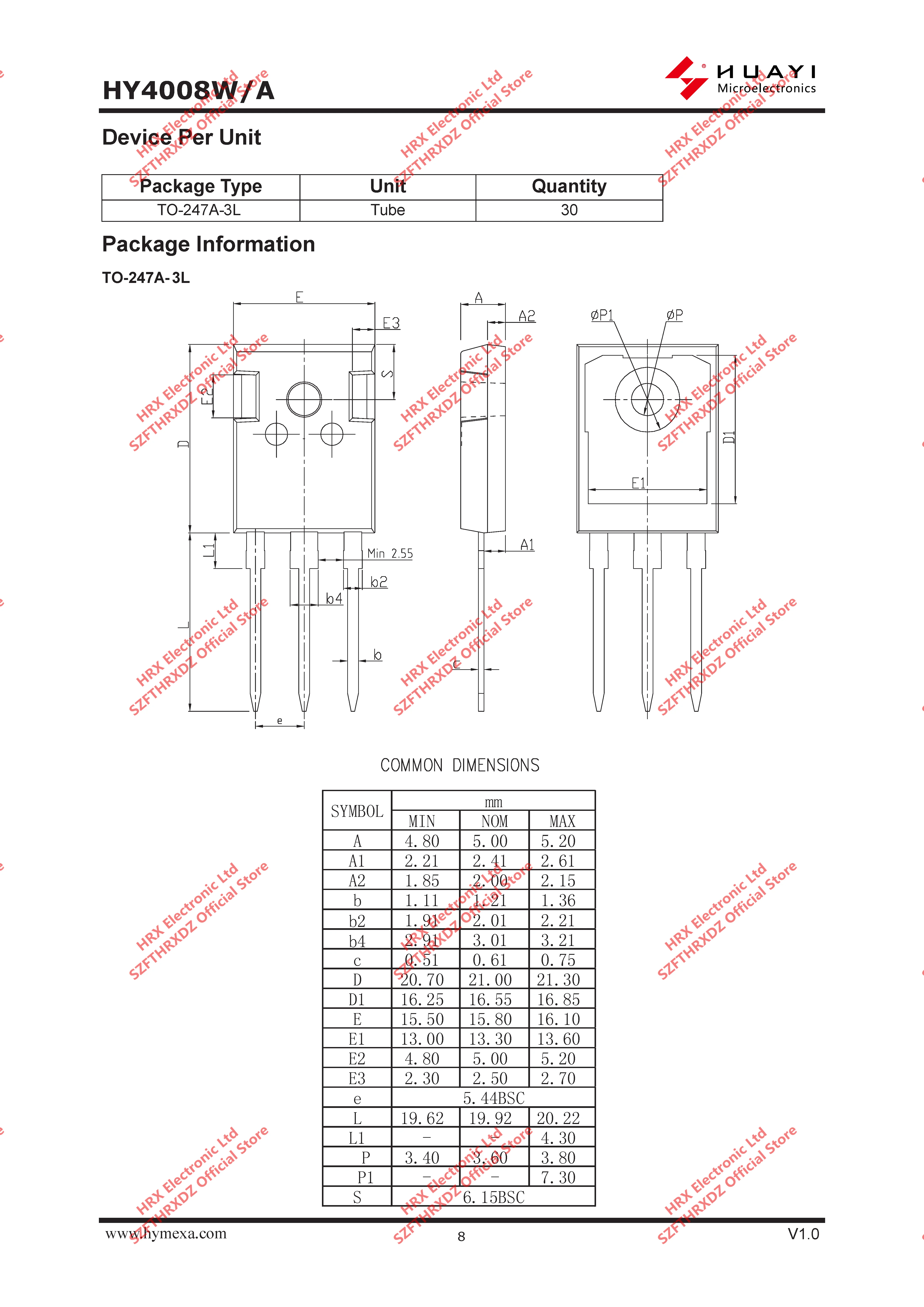 HY4008W TO-247A-3L HY4008 TO247 HY4008W TO247 30 шт/ламповый усилитель/330 шт./кор.(10 шт