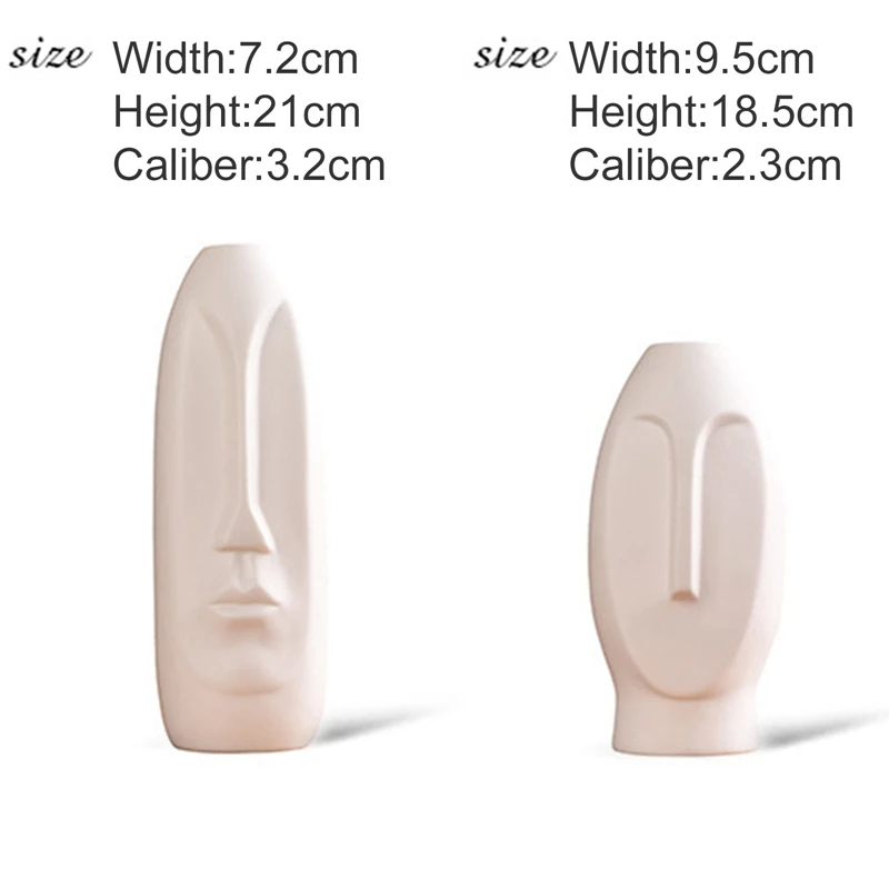 

Art Vase Human Head Face New Ceramic Creative White Black Avatar Abstract Modern Living Room Flower Shop Decoration Ornaments