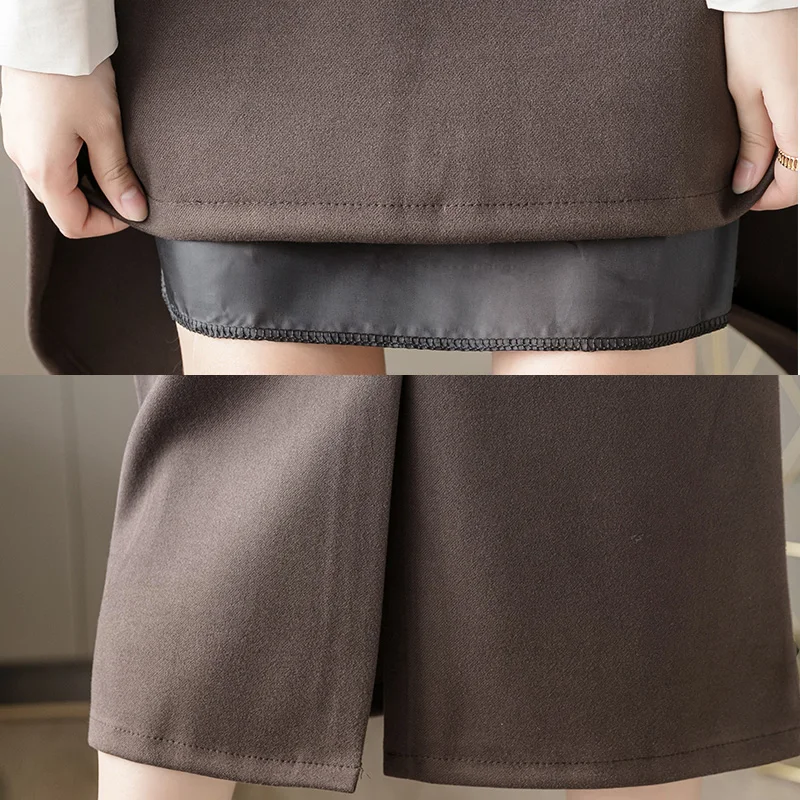 

2020 Autumn Winter Woolen Skirts Womens Straight Midi Long Black Skirt A Line Package Hip Split High Waist Ladies Skirt Faldas