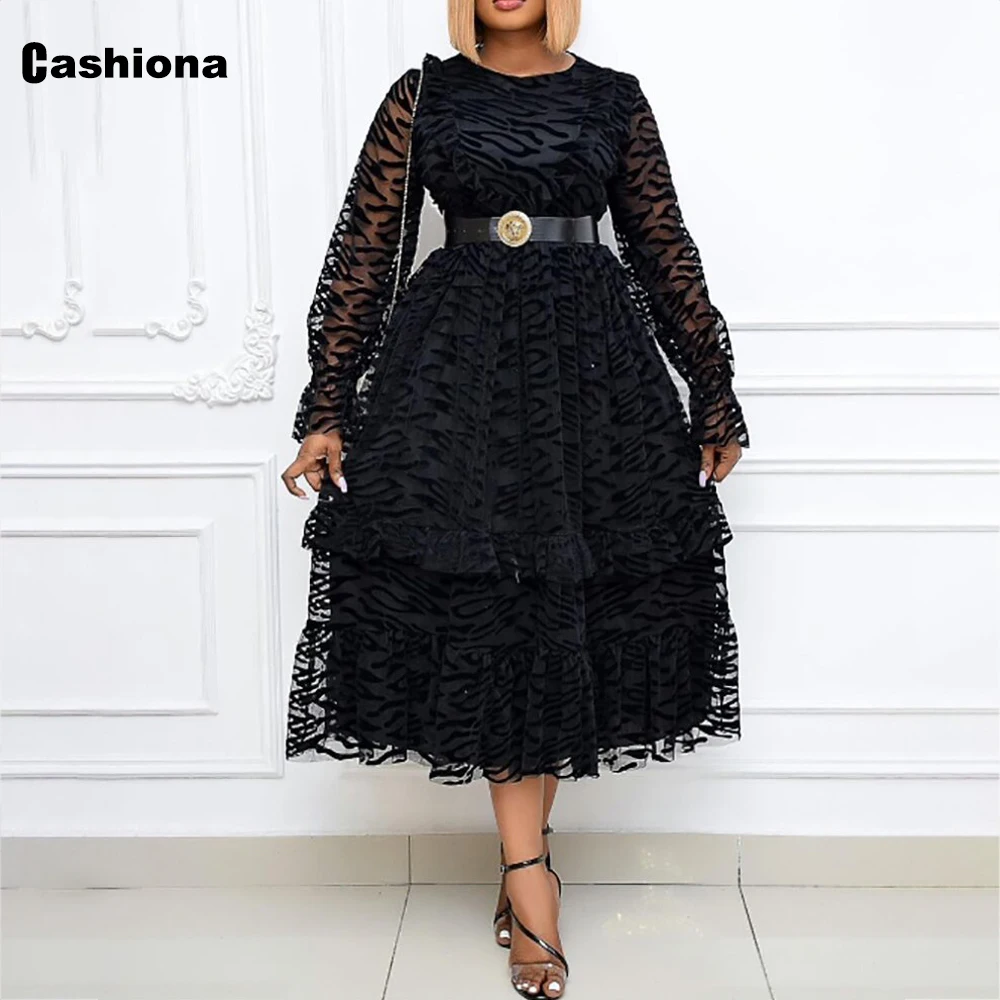 

African Style 2021 Patchwork Lace Long Maxi Dress Women Elegant Lantern Sleeve Party Dress Plus Size Female Sexy A-line Dress