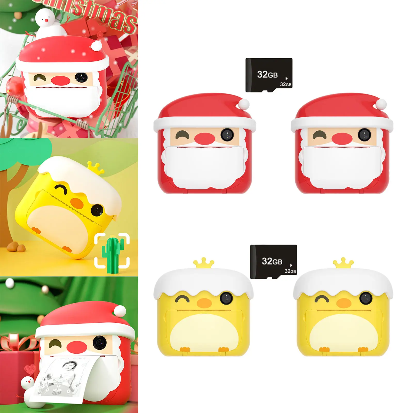 

Kid Instant Print Camera Video Thermal Toy 1080P 1200W Pixel with Lanyard ABS Plastic Digital Thermal Printing Camera for Kids