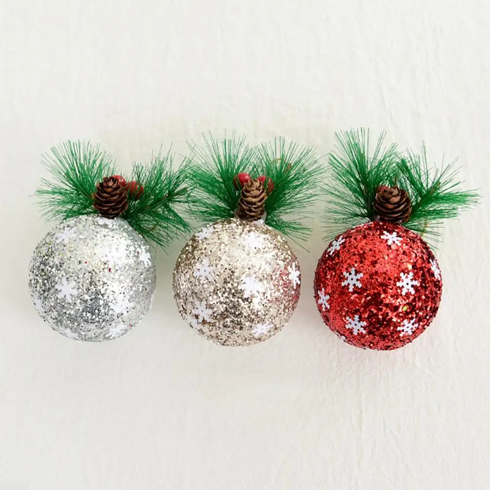 Круглые пластиковые шарики рисунком елки Декор рождественские безделушки