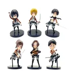 6 шт.компл. фигурка из аниме атака на Титанов, Levi Ackerman, фигурка героя, сидя, Ver. Фигурка Rival Ackerman, модель куклы, игрушки