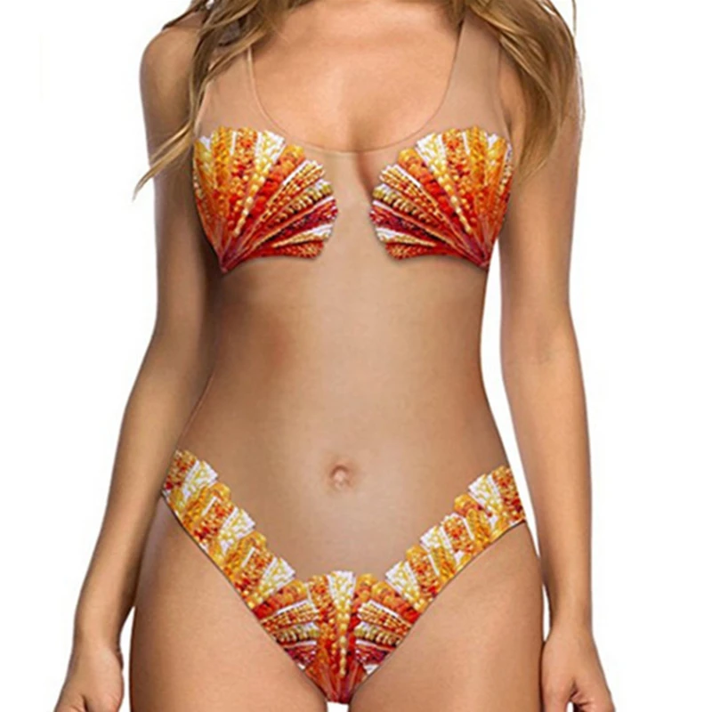

Sexy Swimsuit Melon Shell Skin Color Ladies Monokini Bikini Swimsuit Skin Color Maillot Swimwear Swimsuit women's Beach Bikini