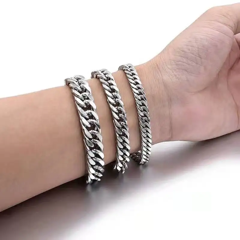 Мужской браслет из нержавеющей стали 8 14 мм позолоченный посеребренный кубинская