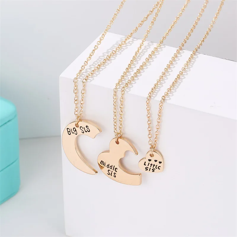 3 шт./компл. Модное Длинное ожерелье с подвеской в виде половины сердца большой