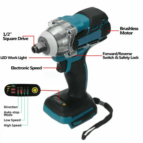 Бесщеточный ударный гайковерт Makita DTW285Z 520 Н.м черный+синий