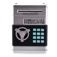 cartoon electronic atm password piggy bank cash coin can auto scroll paper money saving box gift for kids silveryblack