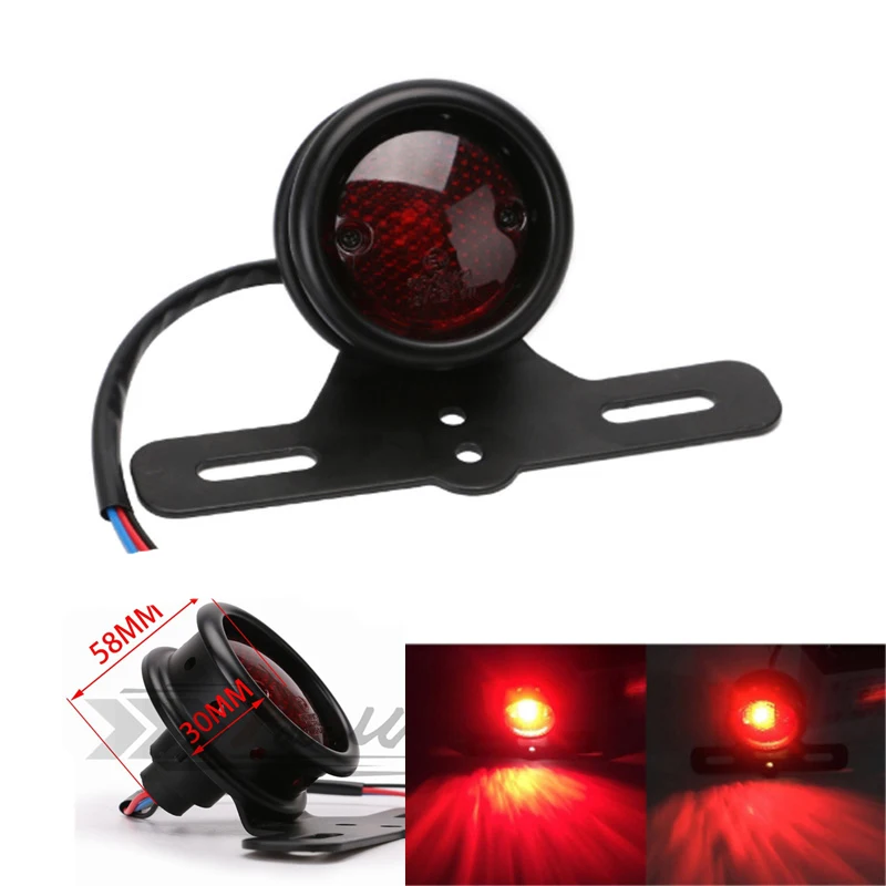 

High Quality Motorcycle Retro Tail Lights Cafe Racer Brake Light Signal Lamp Metal Bracket Refit Universal LED for Harley Honda