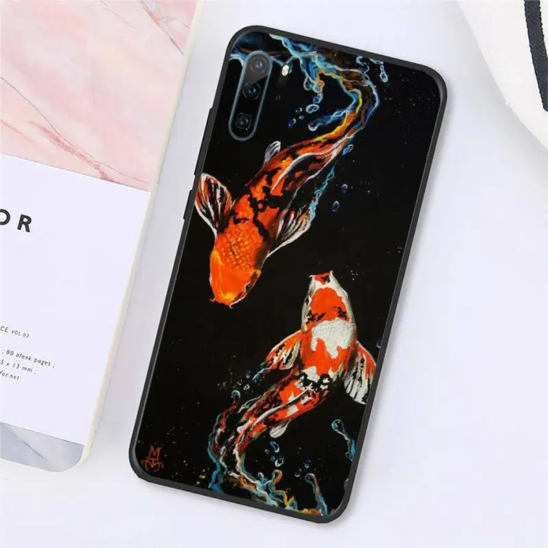 

Chinese Koi Fishes animal Phone Case For Huawei honor Mate P 10 20 30 40 Pro 10i 9 10 20 8x Lite Y91C V17 6.38 6.44