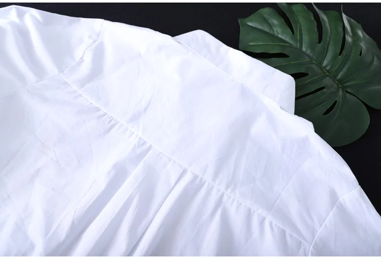 

New Women White Shirt 100% cotton Casual Wear Button Up Turn Down Collar Long Sleeve Blouse Embroidery Feminina HOT Sale F106
