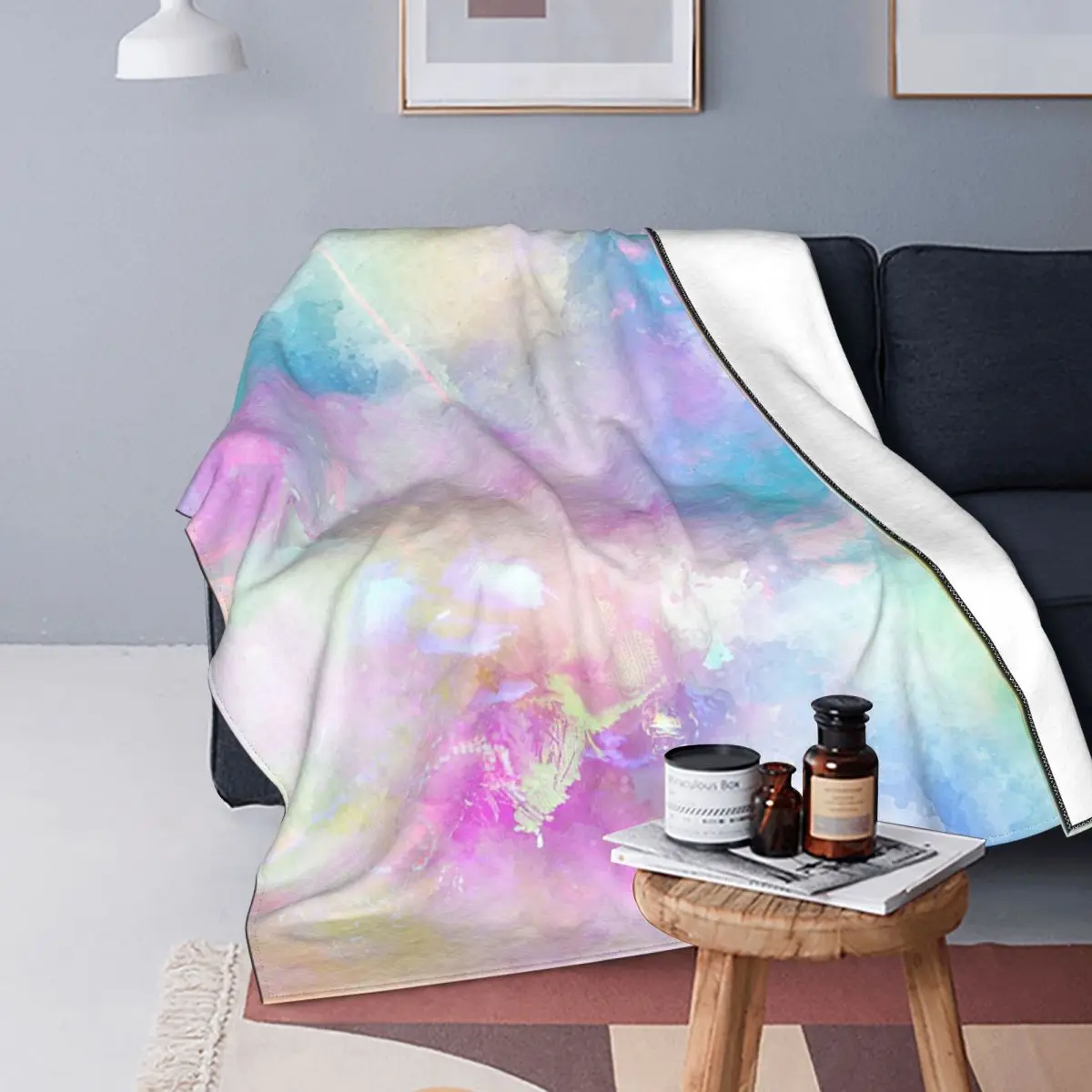 

Watercolor Blankets Fleece Spring/Autumn Colorful Breathable Super Soft Throw Blankets for Home Bedroom Rug Piece