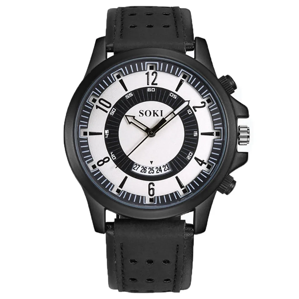 Фото SOKI Fashion Mens Wristwatch Big Dial Calendar High Quality Scrub Belt Alloy case Round Glass Men's Watch Military Наручные часы SOKI Fashion Mens Wristwatch Big Dial Calendar High Quality Scrub Belt Alloy case Round Glass Men's Watch Military Наручные часы