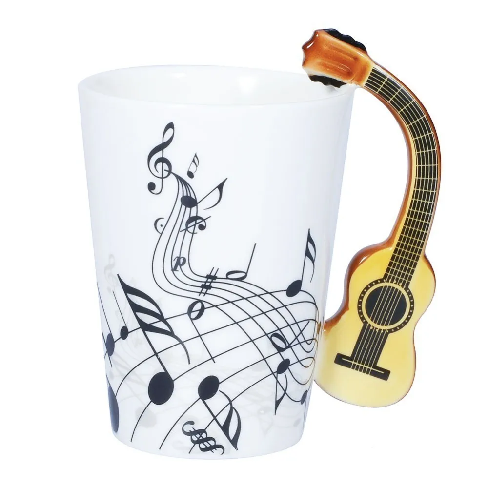 Креативная керамическая кружка с музыкальной ручкой для скрипки гитары