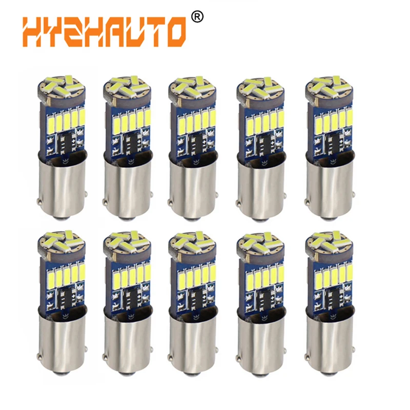 HYZHAUTO 10 шт. Ba9s T4W светодиодный ные автомобильные лампы белого цвета 4014 15 SMD T11 H6W