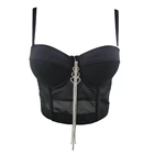 Летний укороченный топ, сексуальные сетчатые стразы, на тонких бретелях, женский укороченный топ для ночного клуба, вечеринки, корсет с эффектом пуш-ап, бюстье, майка, встроенный бюстгальтер