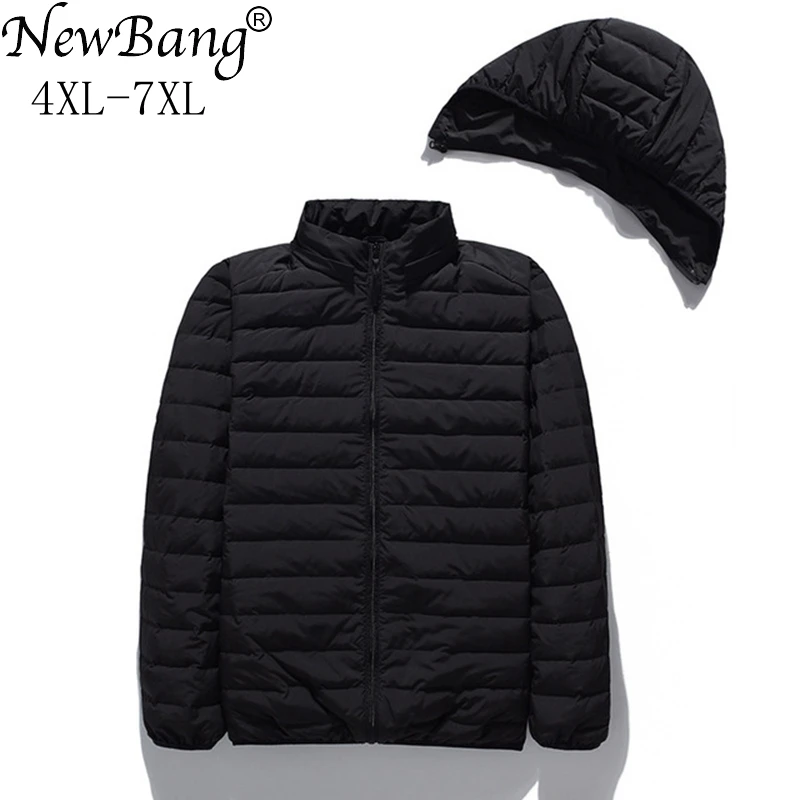 NewBang 6XL 7XL плюс матовый тканевый ультра легкий пуховик для мужчин с капюшоном