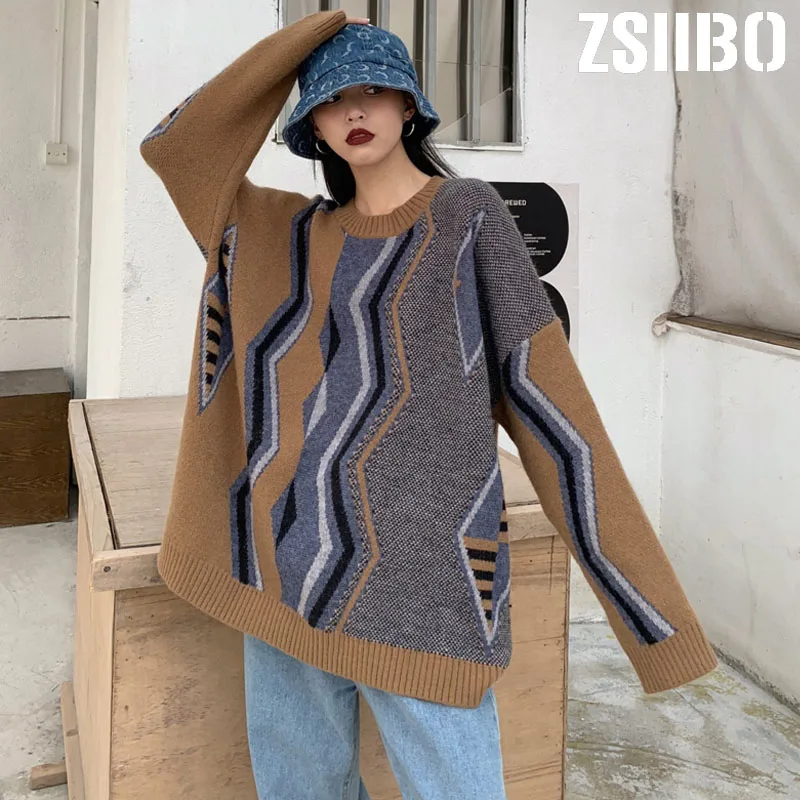 Женский вязаный пуловер с длинным рукавом и круглым вырезом зимний свитер 2019