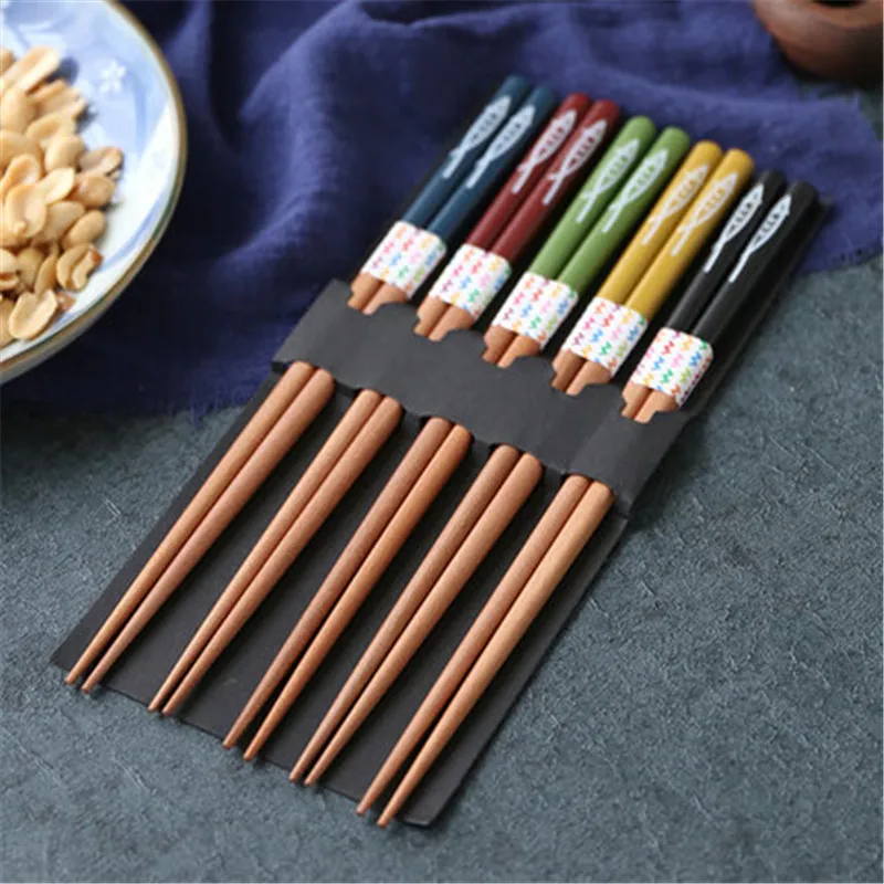 

5 Pairs Natural Bamboo Chinese Chopsticks Reusable Tableware Dinning Eating Japanese Chopstick for Gift Sushi Food Sticks