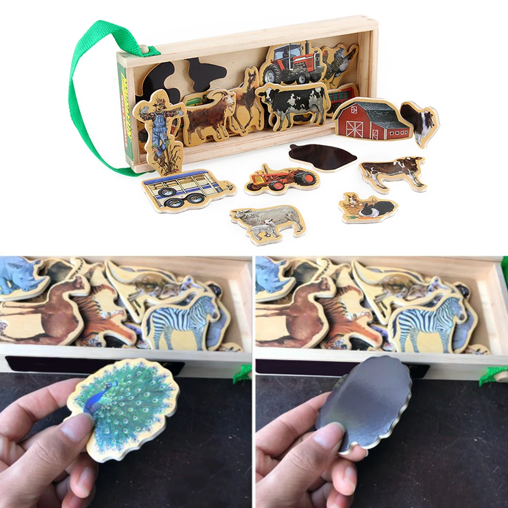 20 шт деревянные магниты на холодильник наклейки с изображением животных