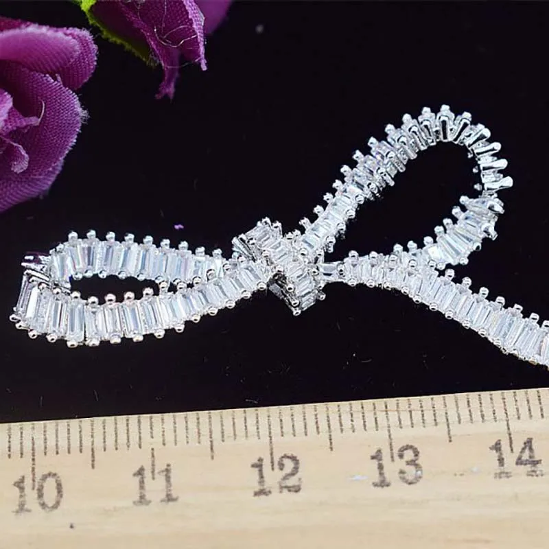 

45 мм Женский высокого качества лук CZ инкрустированный жемчужный браслет пряжка, ожерелье с пряжкой, свитер цепи подключения пряжки