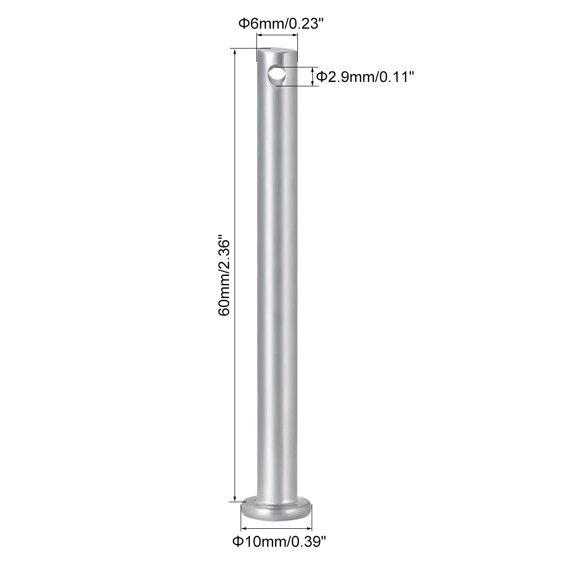 

Single Hole Clevis Pins,6mm x 60mm Flat Head Zinc-Plating Steel 10 Pcs