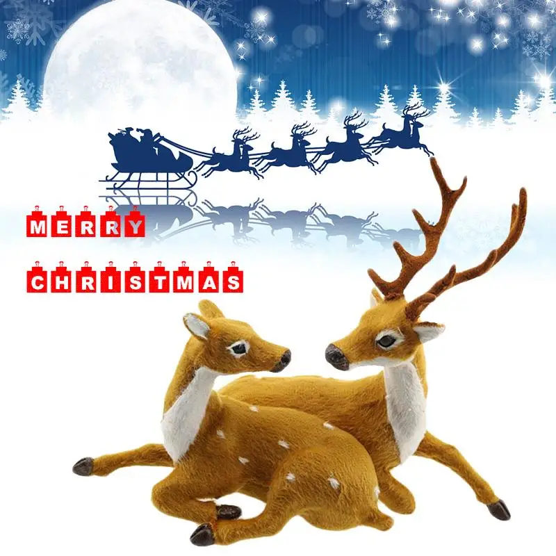

2Pcs/Pack Simulation Couple Deer Plastic Handicraft Ornament Decoration