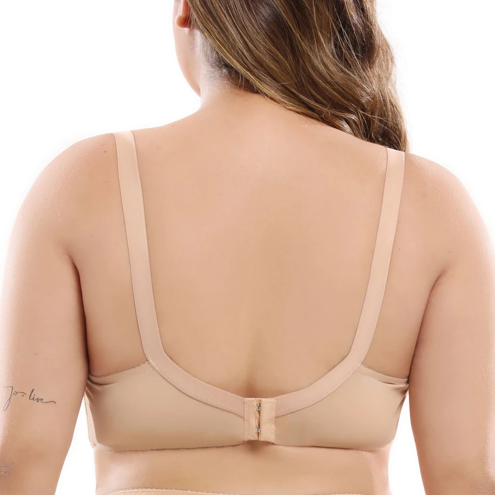 

3PCS Women E D Cup Lace Minimizer Full Figure Underwire Bra Lace Perspective Bras NWomen on Padded Lingerie Underwire Embroidery