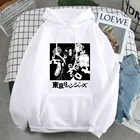 Мужская толстовка с капюшоном, Черная Толстовка большого размера с принтом в виде японских аниме-надписей Токио, уличная Толстовка в Корейском стиле,