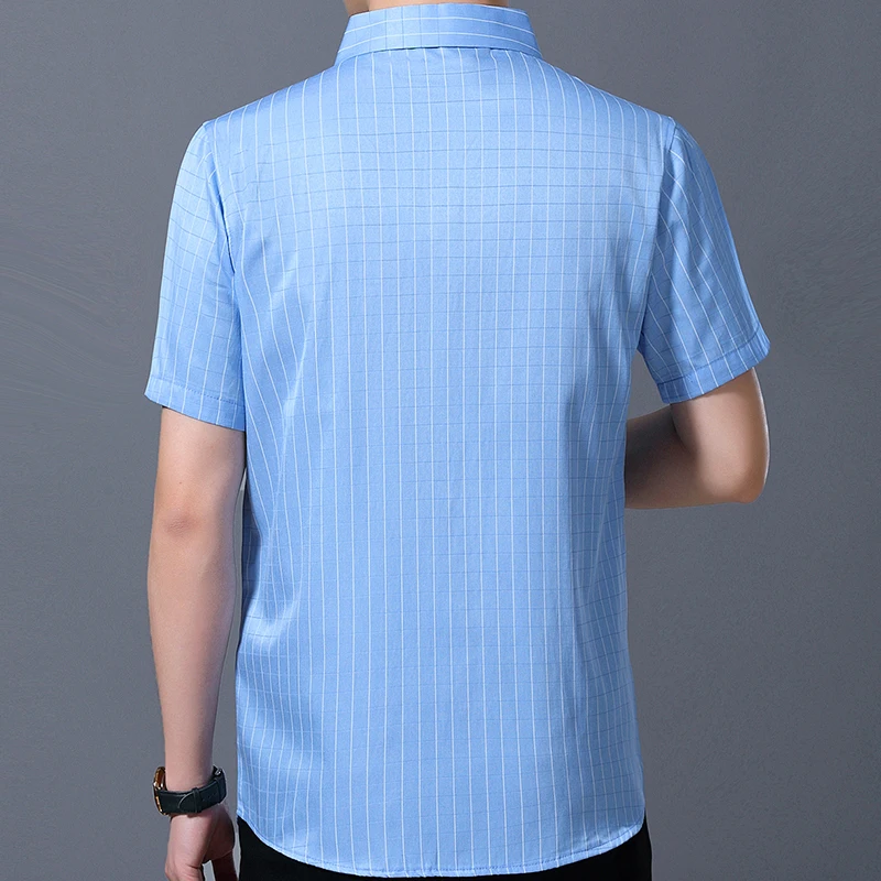 2021 брендовая Повседневная летняя Клетчатая приталенная Мужская рубашка с