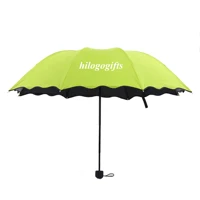 Free company logo customized Water Encounter Flowering Sunny gift Umbrella Lady UV Protection Solid Color flower after rain