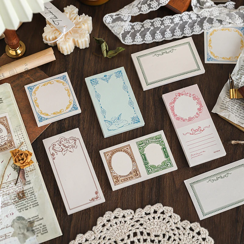 

50pcs/pack Retro Medieval Stamp Frame Material Paper Junk Journal Planner Scrapbooking Vintage Decorative DIY Craft Paper