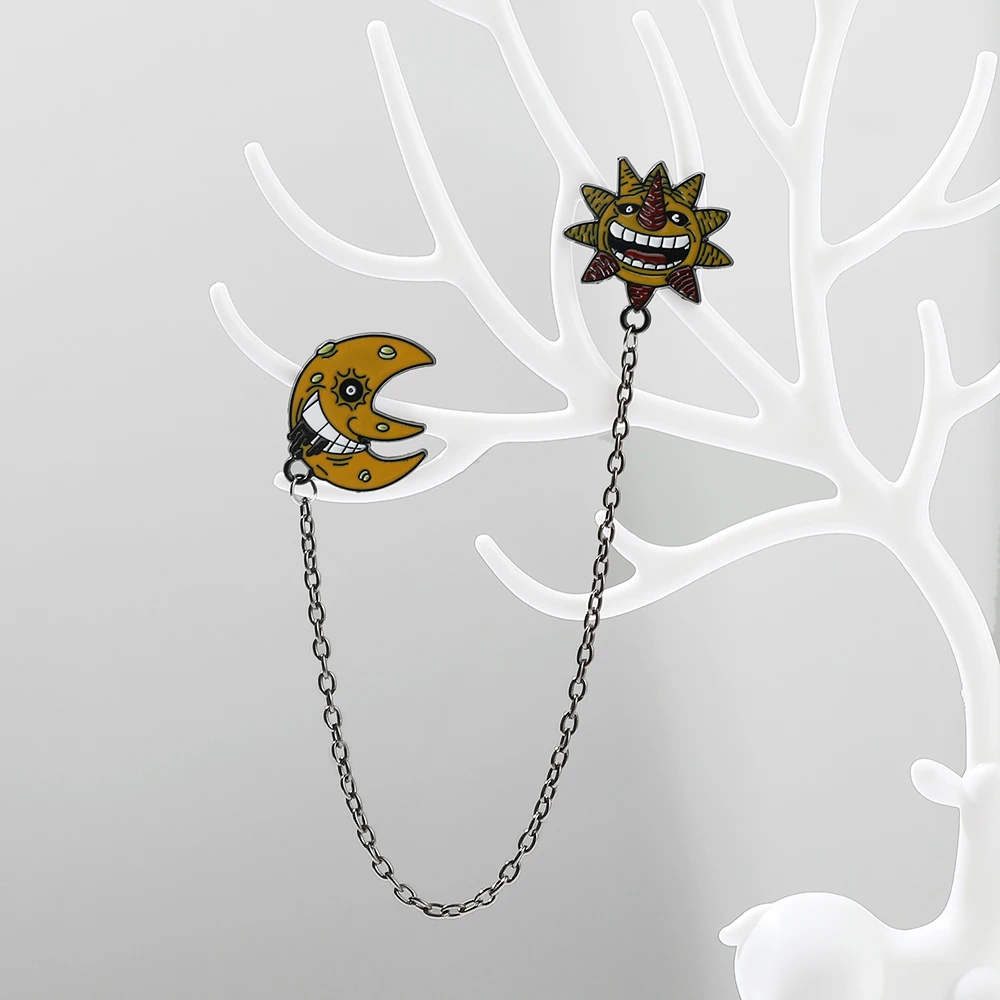 Мультфильм солнце Лунная брошь Пожиратель душа значок Аниме Косплей Реквизит