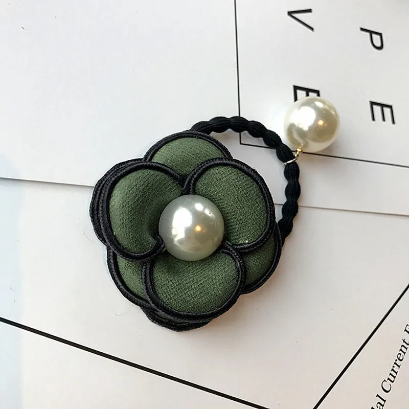 Корейский простой цветок камелии Ткань Искусство имитация жемчуга эластичные