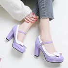 Туфли-лодочки женские на высоком каблуке, милые туфли в японском стиле Лолита, с бантом, винтажная Студенческая обувь для девушек, размеры 32-44