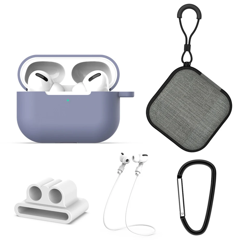 5IN1 силиконовый защитный чехол для наушников коробка AirPods Pro сумка хранения Анти