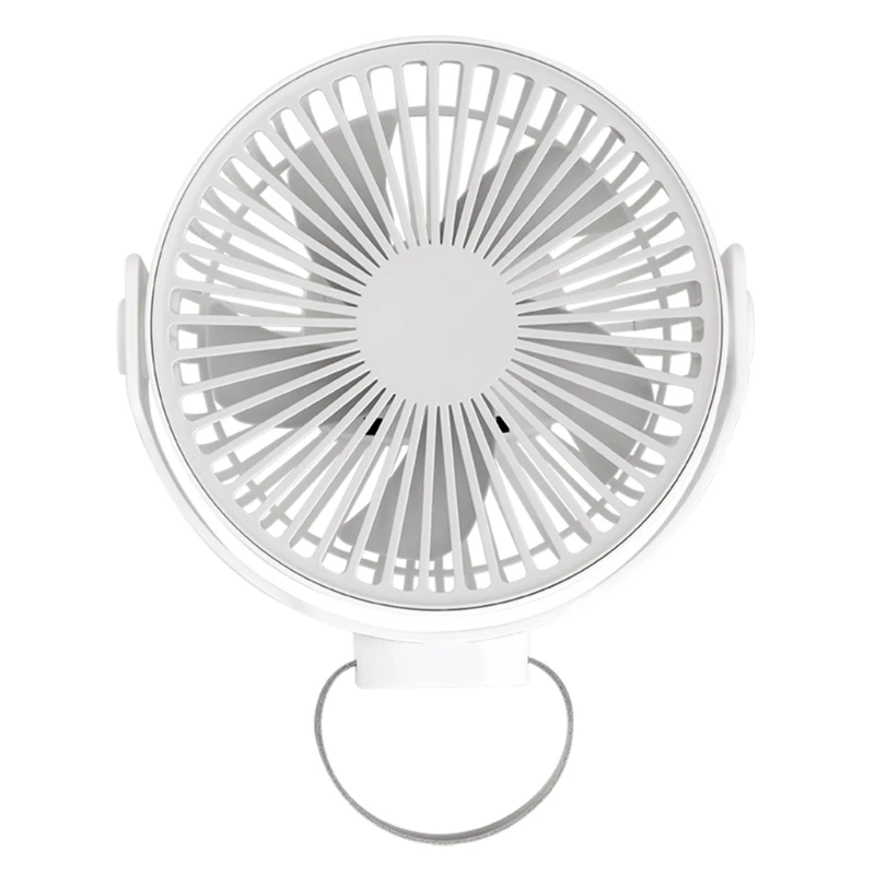 

360 Degree Rotation 7-Inch USB Rechargeable 4000mAh Desk Fan Hanging Fan 4 Speed Ceiling Fan for Camping Tent Outdoor School Car