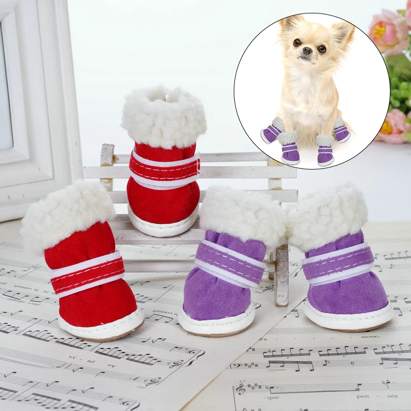 

Warm Dog Shoes Lamb Wool Pet Shoe Solid Color Pets Foot Covers Wear-resistant Dogs Shoes Cute Pet Supplies Dog Accessories New