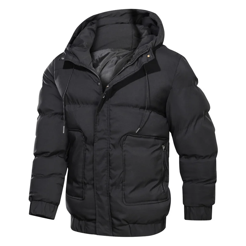

2020 Winter Jacket Men Thick parkas New Hooded Cotton padded Coat Men Loose Solid Color parkas Male Casual Outwear Overcoats