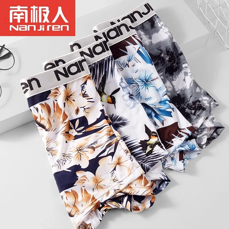 Men Boxer Shorts Underwear Male Boxers Homme Ice Silk Boxershorts Panties Underpants Breathable Comfortable Print Sexy Shorts