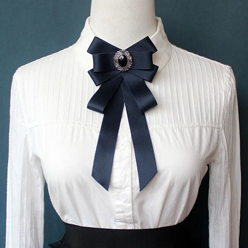 

2019 New Women's Rhinestone Bow Ties Shirt Skirt Bow Professional Female School Uniform Bowties Clothing Fashionable Accessories