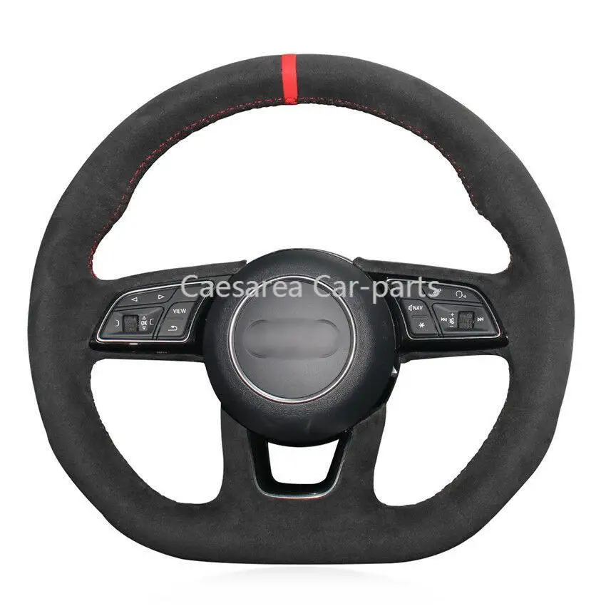 

For Audi A3 S3 2016-2017 car hand-sewn steering wheel cover black suede leather