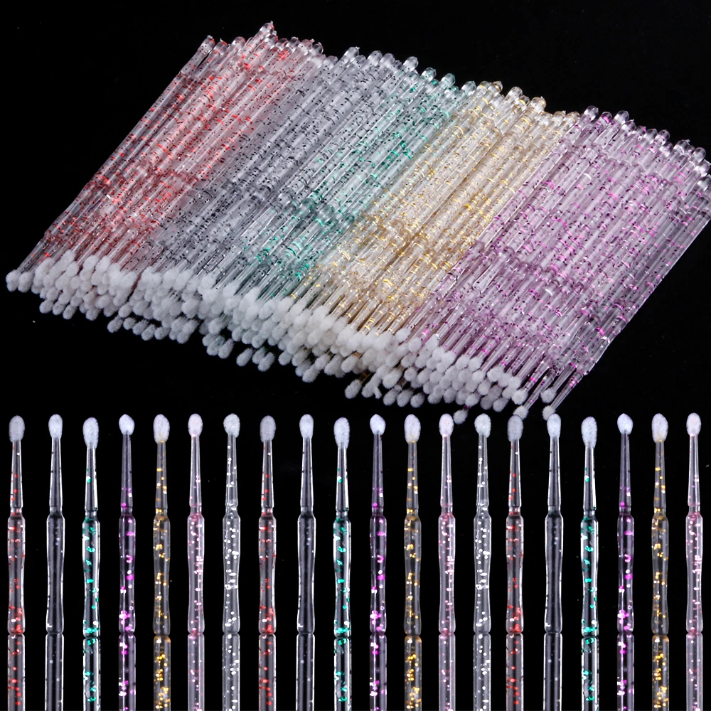 

50pcs Crystal Disposable MicroBrush Eyelashes Extension Individual Lash Removing Swab Mascara Wands Applicator Makeup Tools