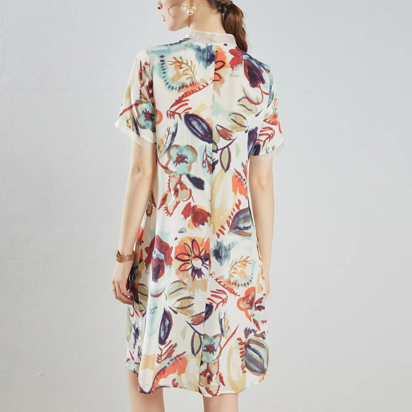 Платье SuyaDream женское шелковое до колен в китайском стиле | Женская одежда