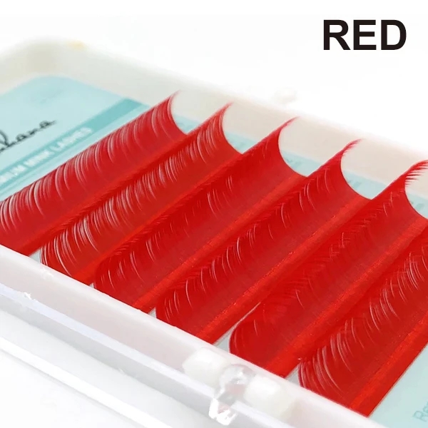Red Mixed Length NATUHANA Премиум норковые красные розовые коричневые фиолетовые синие зеленые белые радужные ресницы для наращивания натуральные Мягкие Накладные цветные ресницы - Цвет: Red Mixed Length