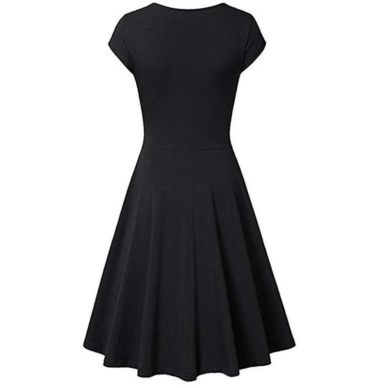 

2021Casual Women Solid Color Summer Short Sleeve Sexy Plus Size Women's Clothing Office Midi Dress V-neck Beach boho Home Dress